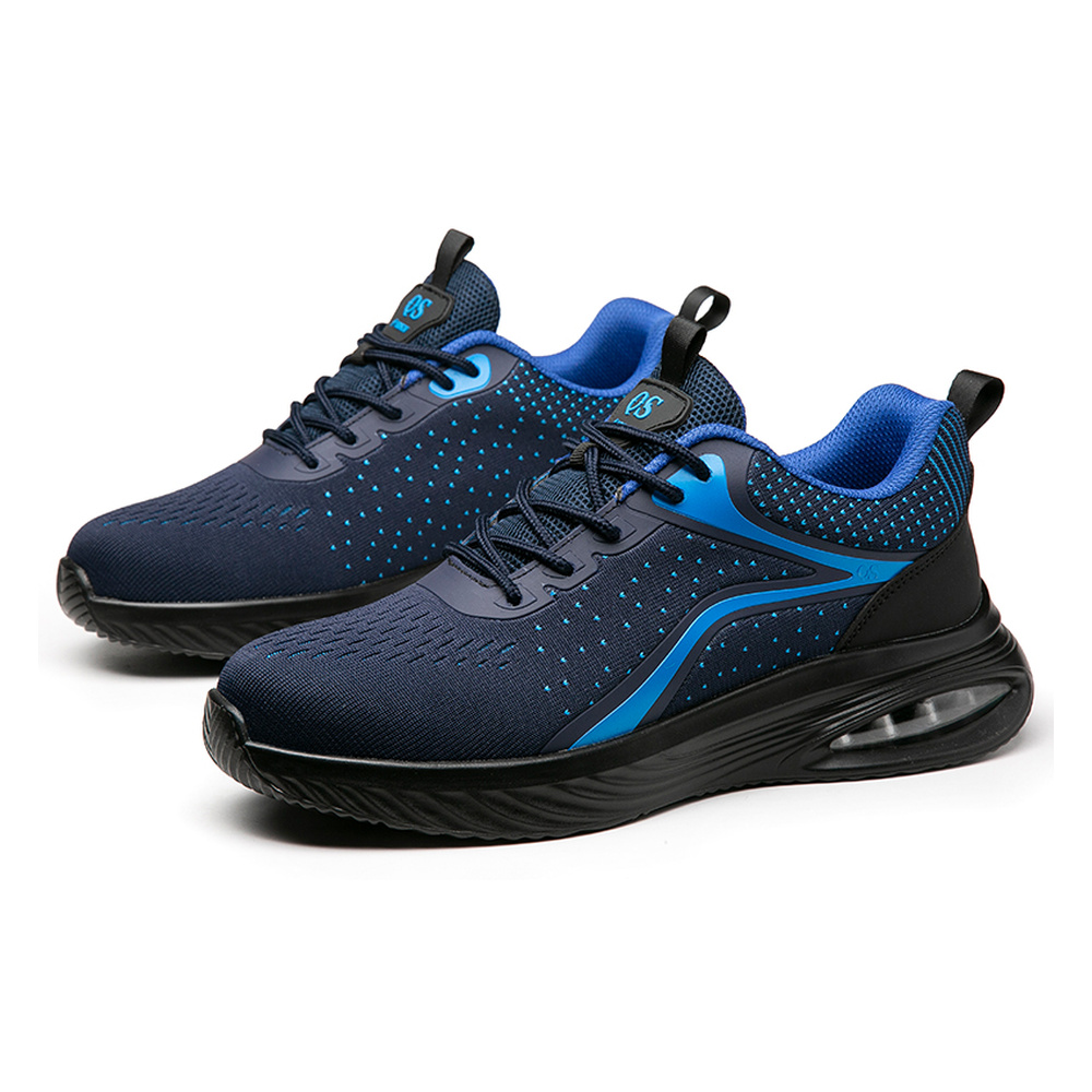 Rear and front view of navy/blue work shoes