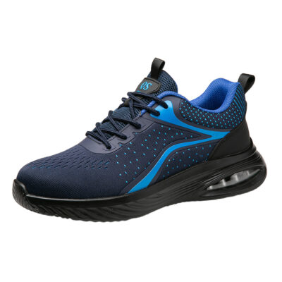 Pair of navy/blue composite toe work shoes