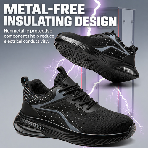 Metal free insulating design in composite toe work shoes