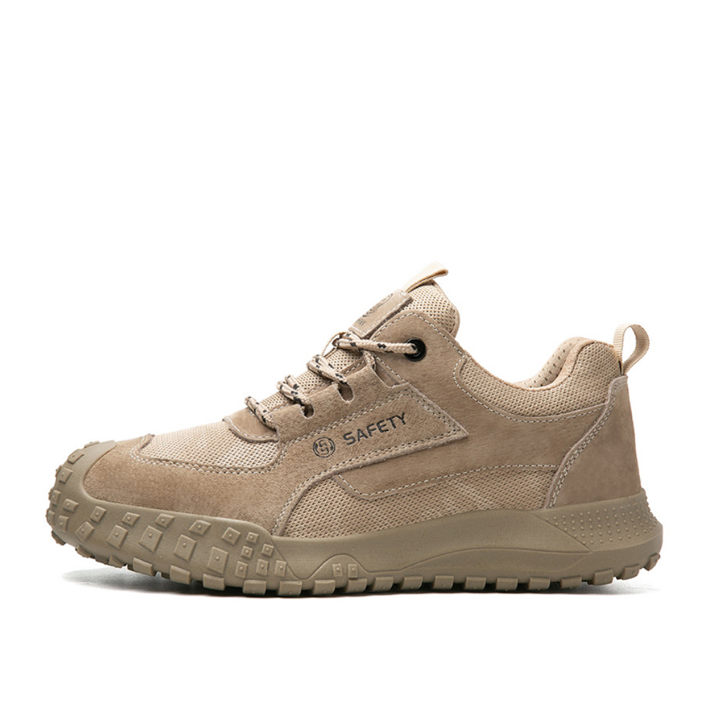 Khaki metal free composite toe work shoes side profile