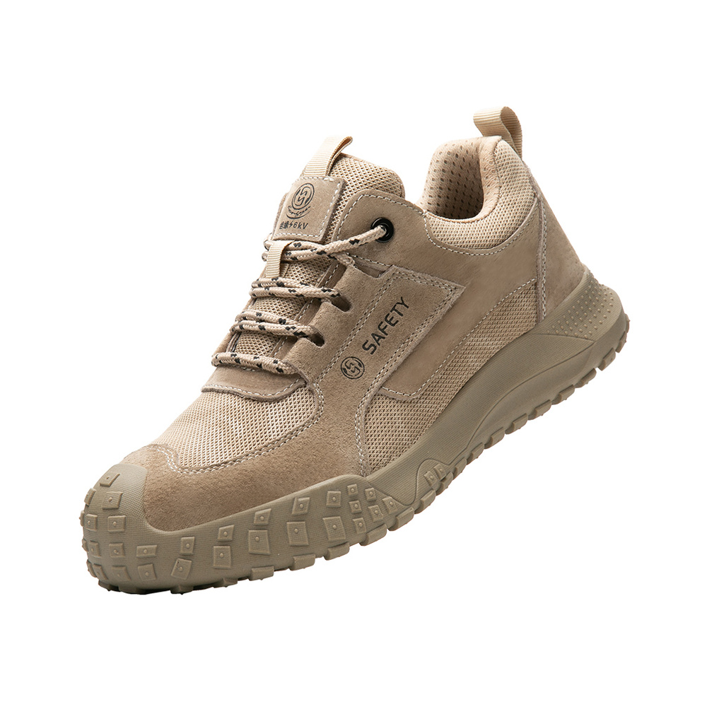 Khaki composite toe safety shoes angled view