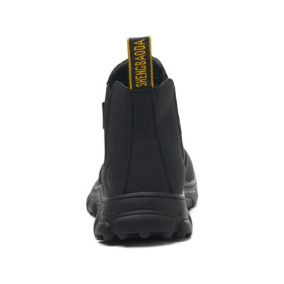 Black steel toe Chelsea work boots - rear view
