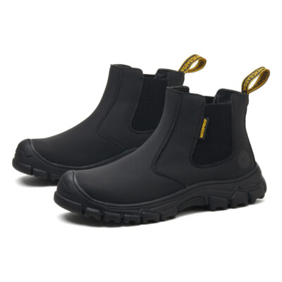 Black steel toe Chelsea work boots - pair view