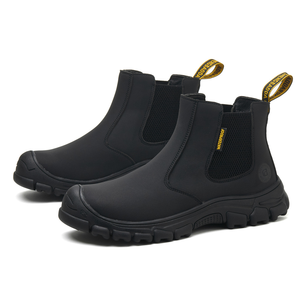 Black steel toe Chelsea work boots - pair view