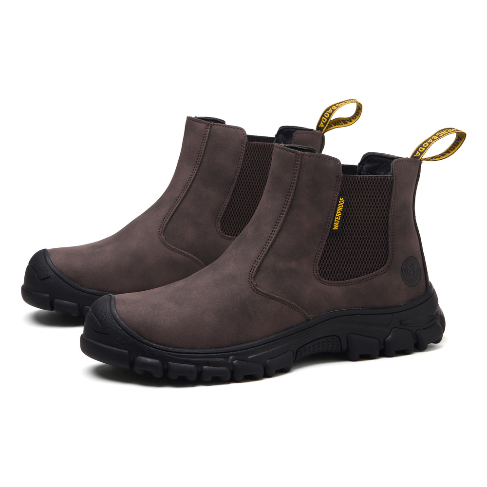 Brown steel toe Chelsea work boots - pair view