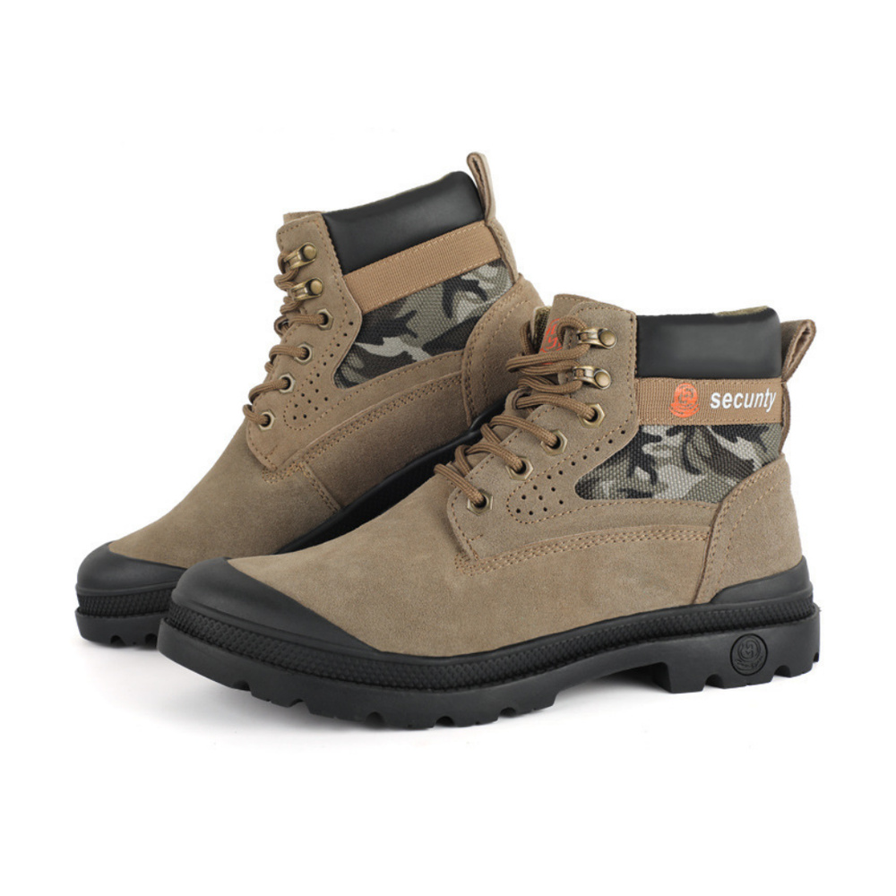 Pair of tan heat resistant work boots