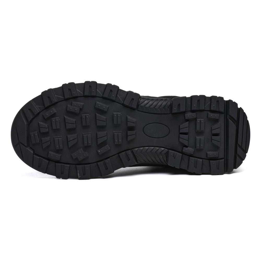 Slip resistant rubber outsole of black work boots