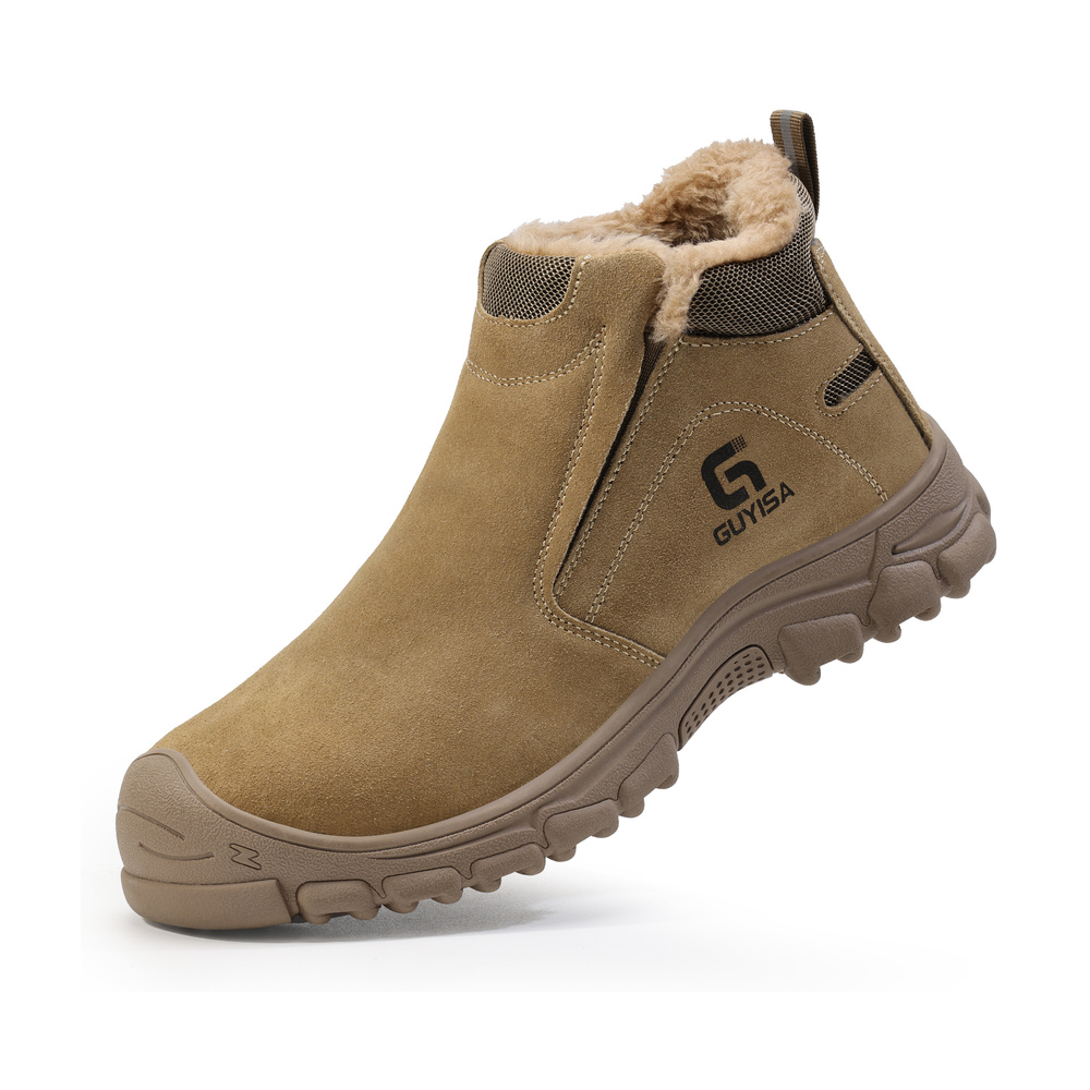 Tan winter steel toe work shoe front angle