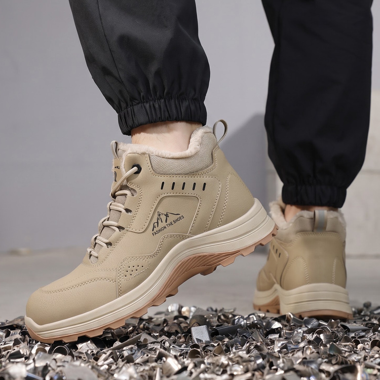 Durable work traction in beige composite toe work boots