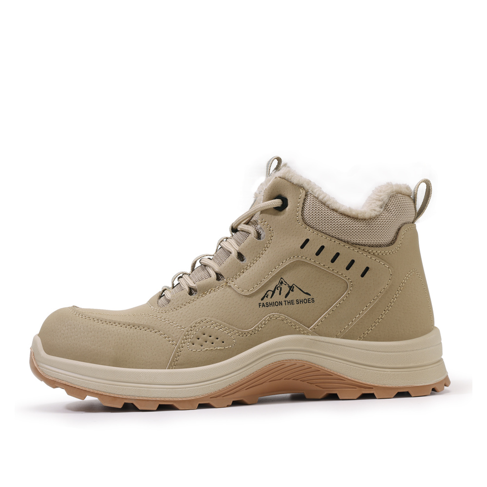 Beige fleece lined composite toe work boot side profile