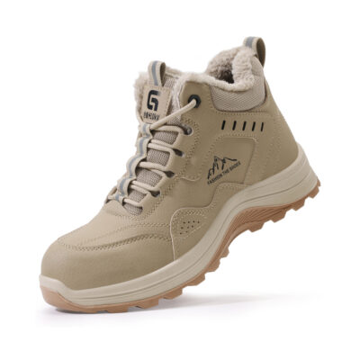 Beige winter composite toe work boot front angle