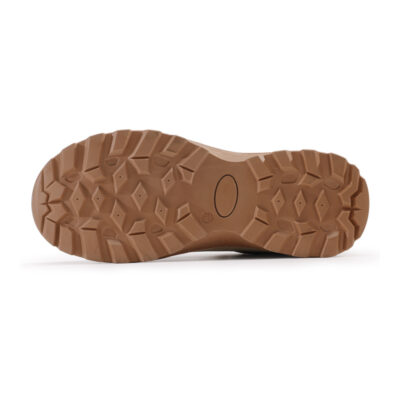 Deep tread outsole on beige composite toe work boot
