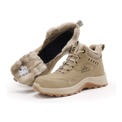 Beige fleece lined composite toe work boots product view