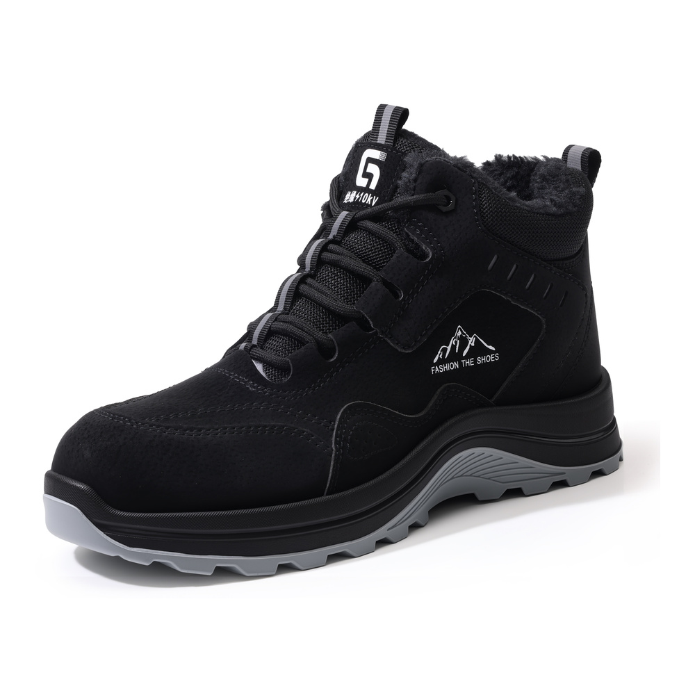Black metal free composite toe work boot angled view