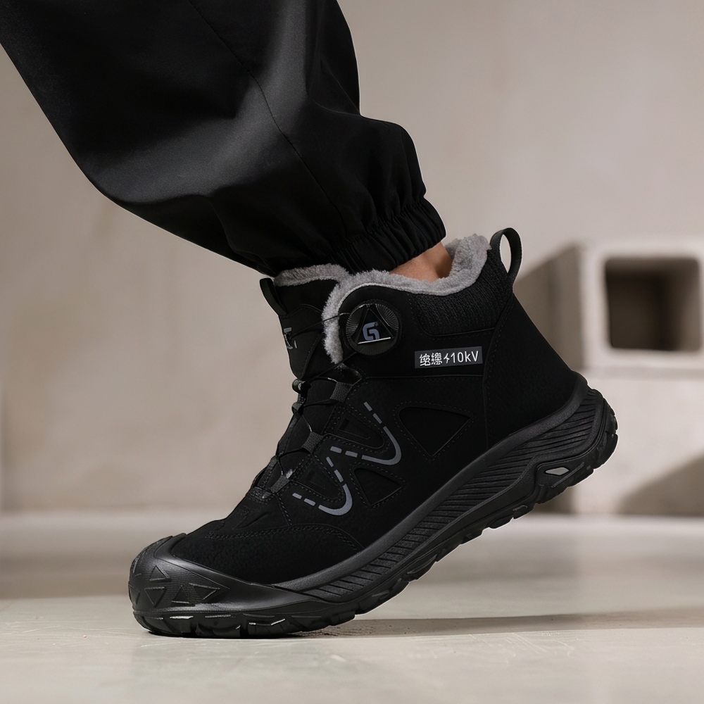Rugged outsole grip on black composite toe work boots