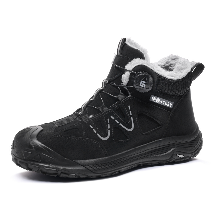 Quick dial lacing on black composite toe work boots