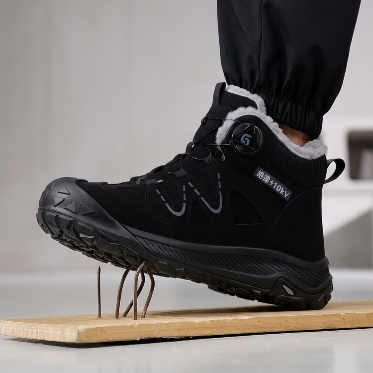 Puncture resistant midsole on black composite toe work boots