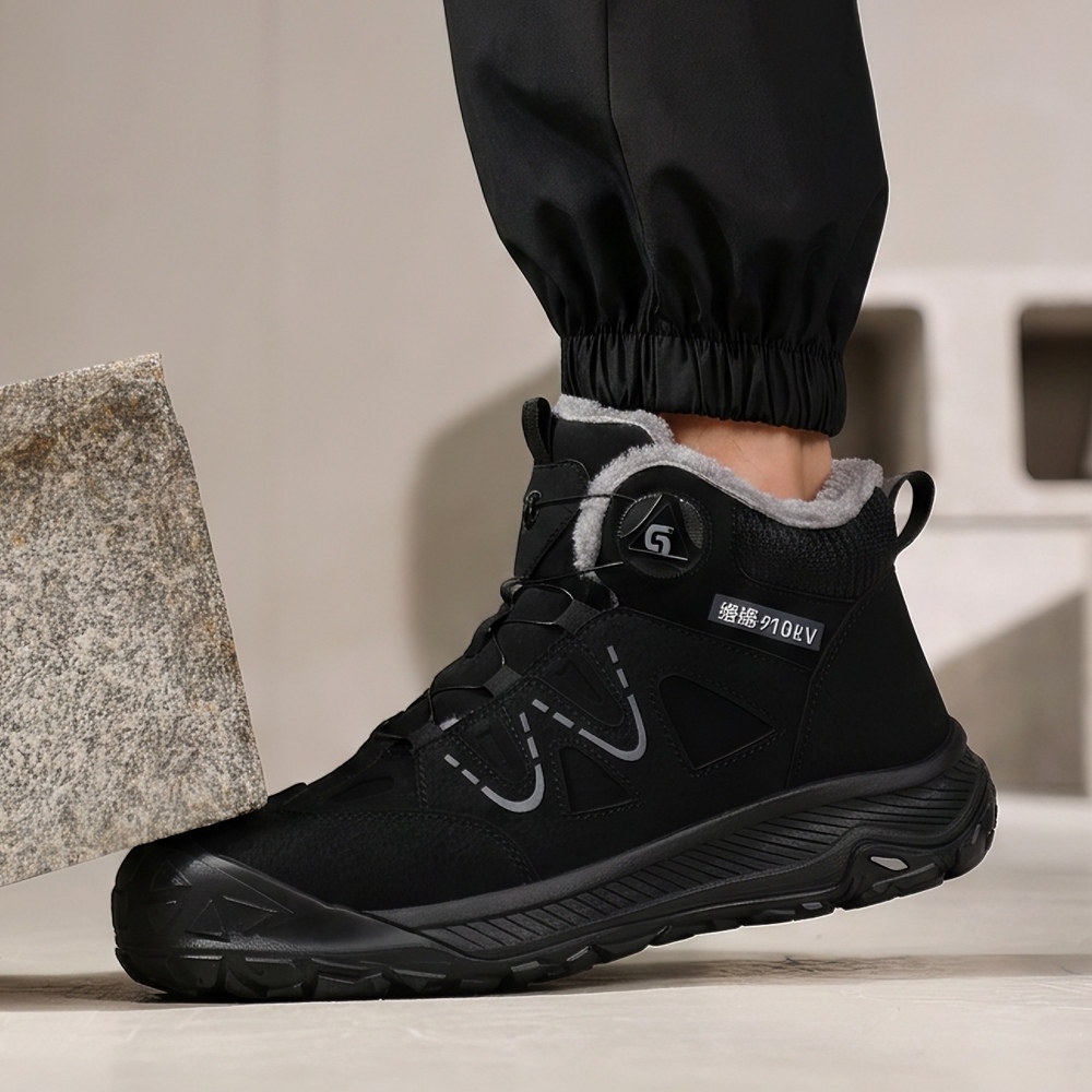 Composite toe impact protection in black metal free work boots