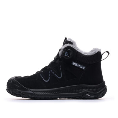 Black fleece lined composite toe work boot left-facing side profile
