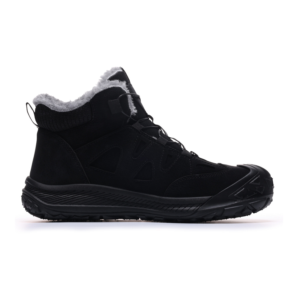Black metal free composite toe work boot right-facing side profile