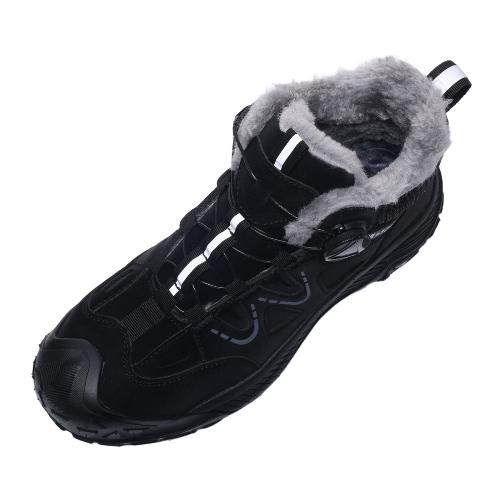 Plush fleece lining in black composite toe work boots