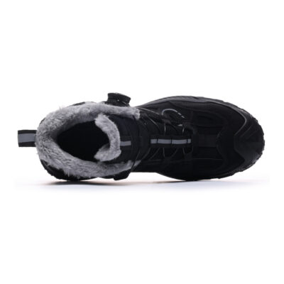 Top opening view of black fleece lined work boot