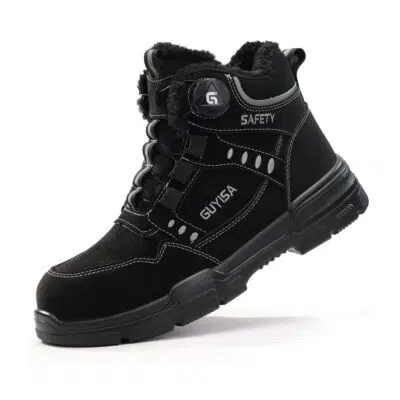 Black dial lacing winter work boot side angle