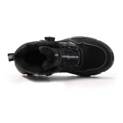 Top view of black fleece lined safety boot